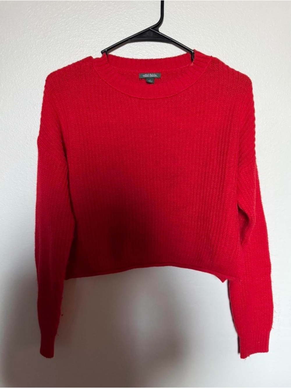 wild fable Red Ribbed Cropped Sweater